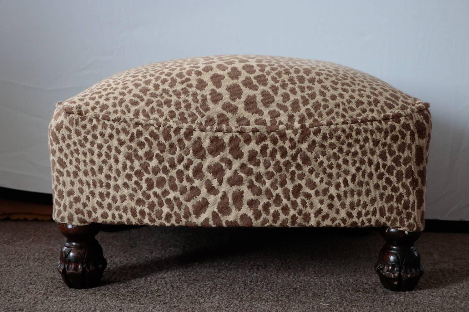 French ON SALE NOW!  Hot to Trot 1950 Mid Mod Cheetah Ottoman 
