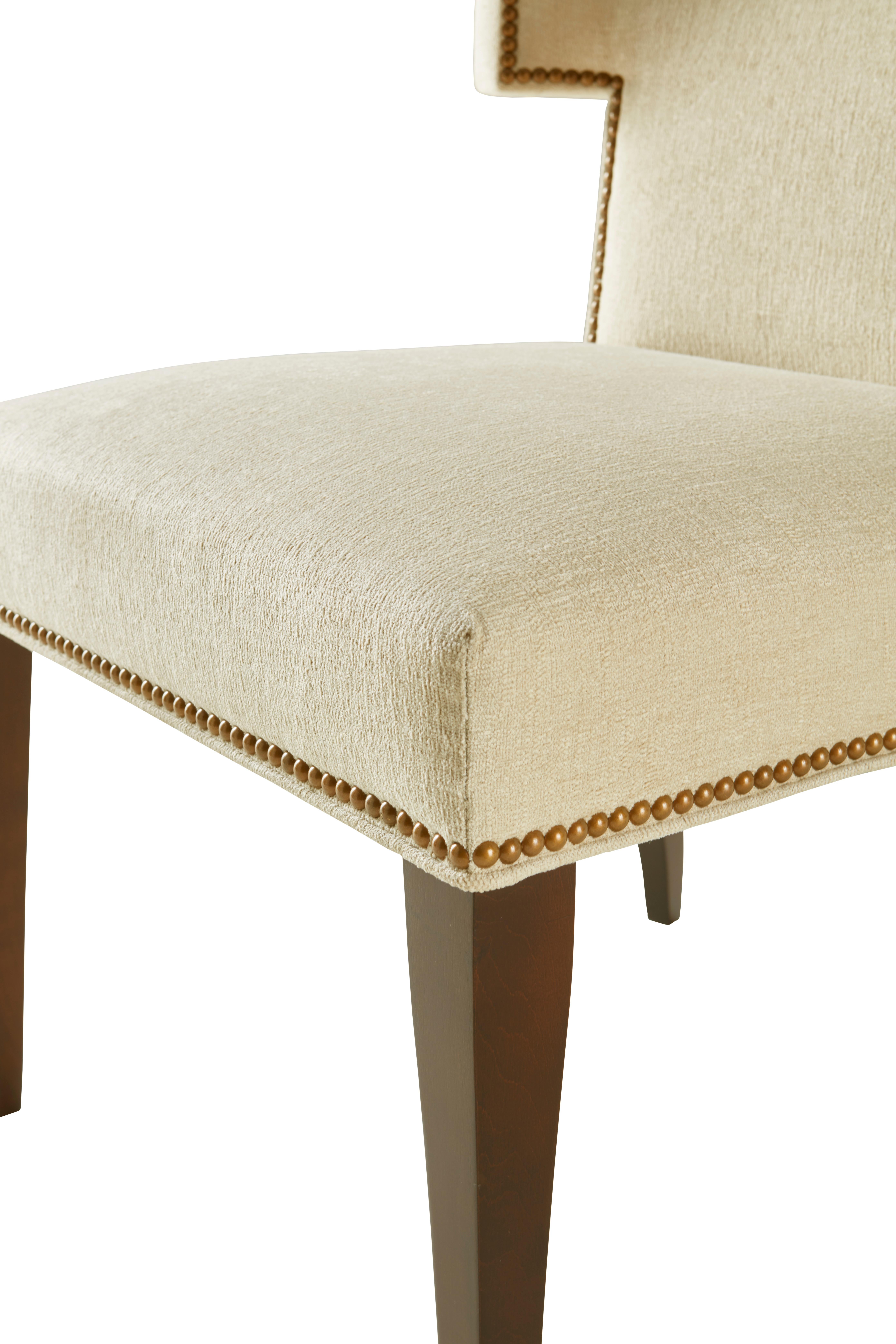 Hotchkiss Chair in Beige and Walnut by CuratedKravet In New Condition In Woodbury, NY