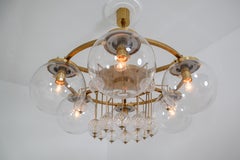 Hotel Chandelier, in Brass and Glass, Austria 1950s