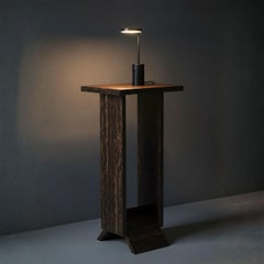 Mesa con pedestal de madera de palma "Hotel de Tour" a la manera de Pierre Chareau