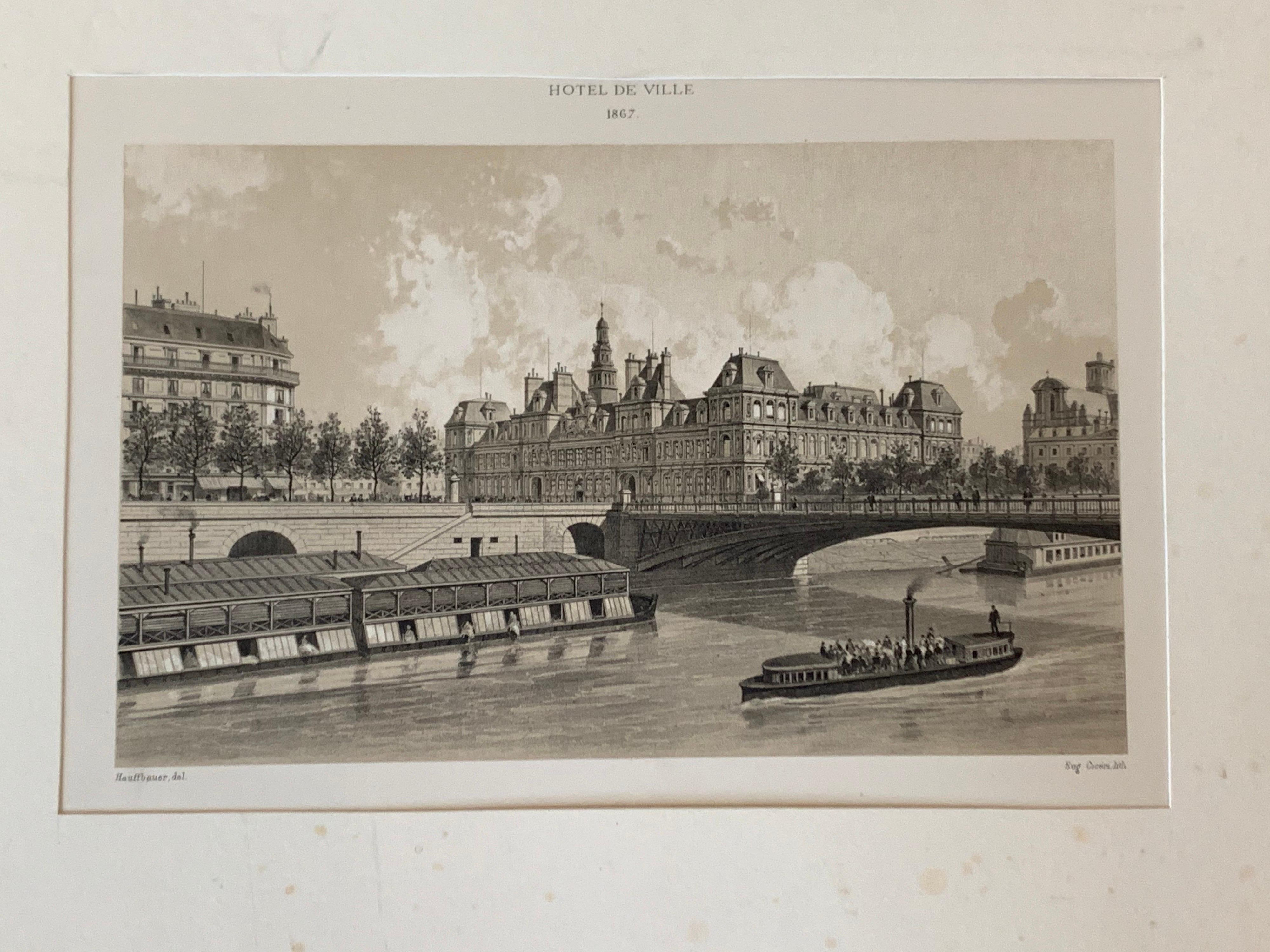 Rare, antique Parisian lithograph from the mid-19th century. The dimensions below are of the actual lithograph and do not include the exterior matte. Now more than ever, home is where the heart is.