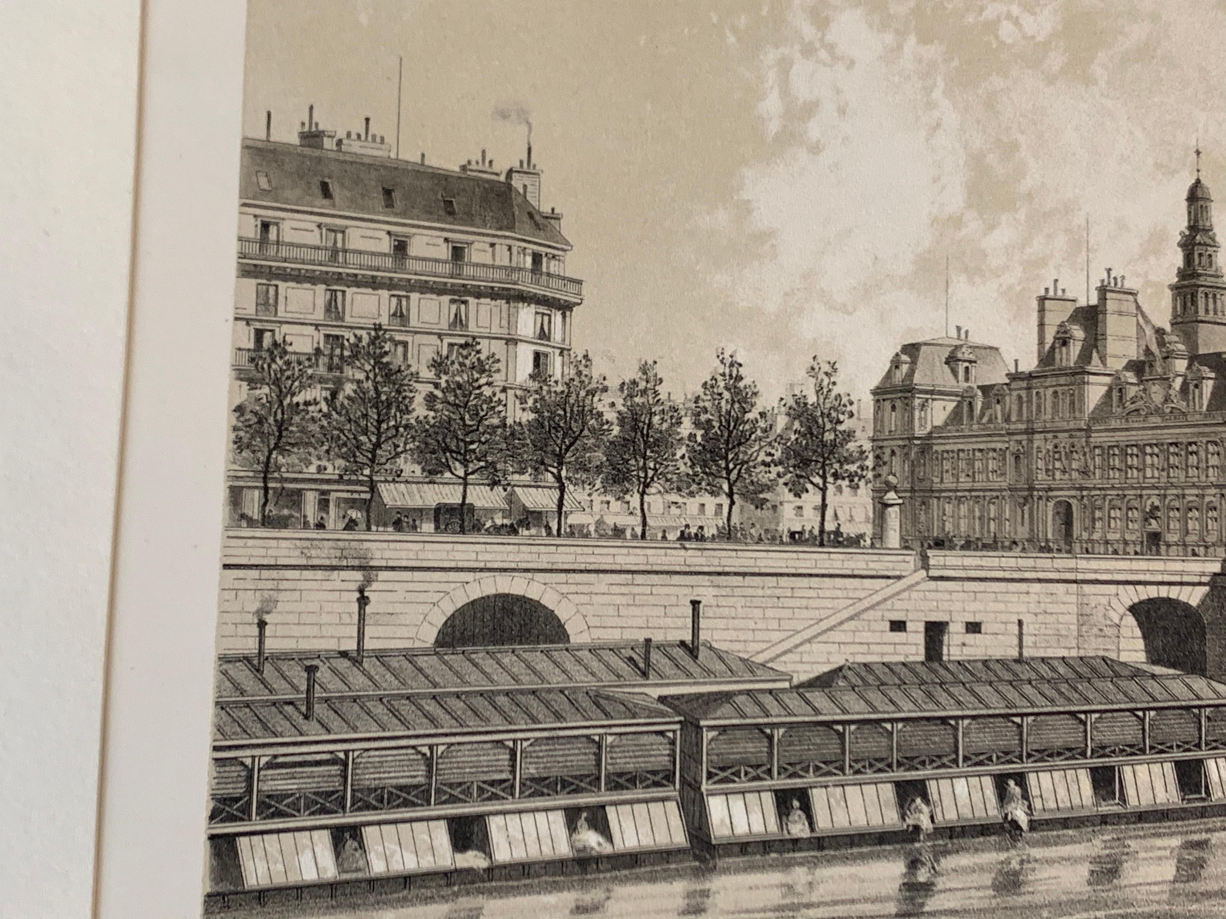 Lithographie ancienne de l'Hôtel De Ville 1867 par Ciceri Hauffbauer, Del. Imprimer en vente 1