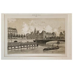 Hotel De Ville 1867 Antique Lithograph Ciceri Hauffbauer, Del. Print