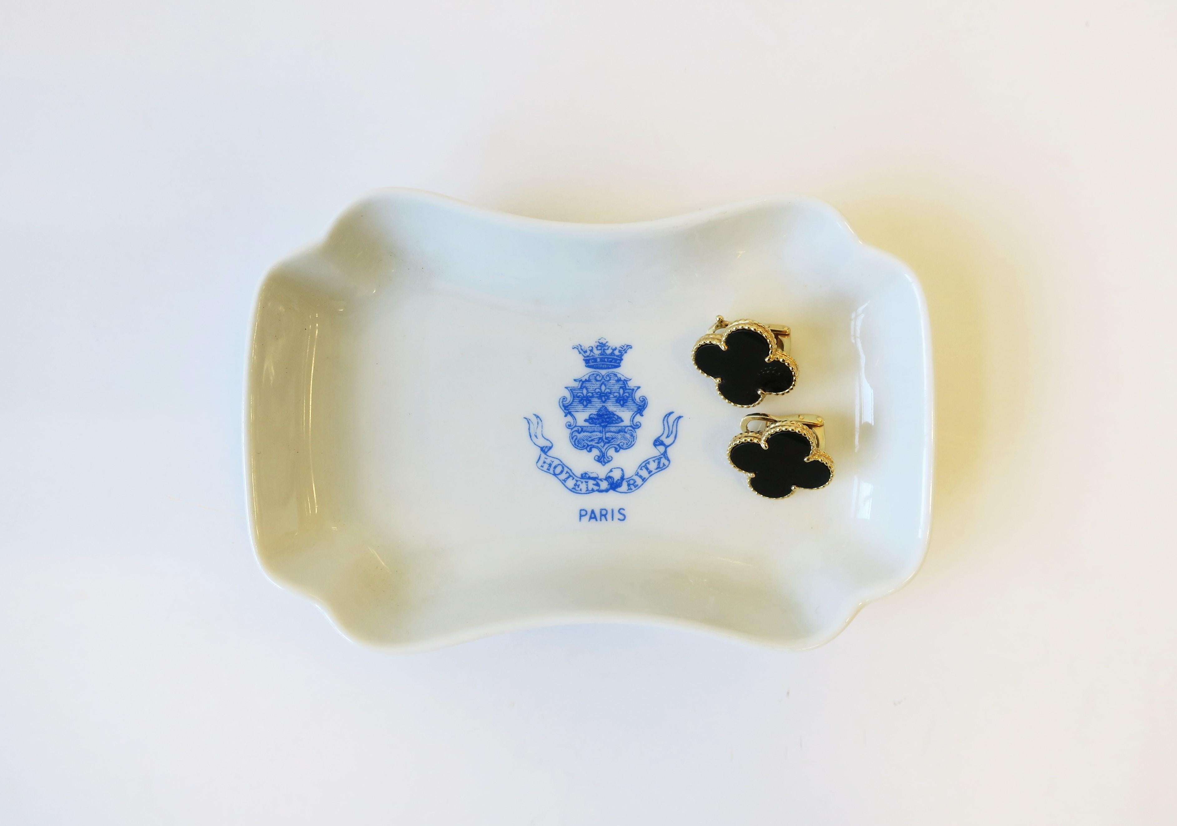 French Hotel Ritz Paris Blue and White Porcelain Jewelry Dish, France