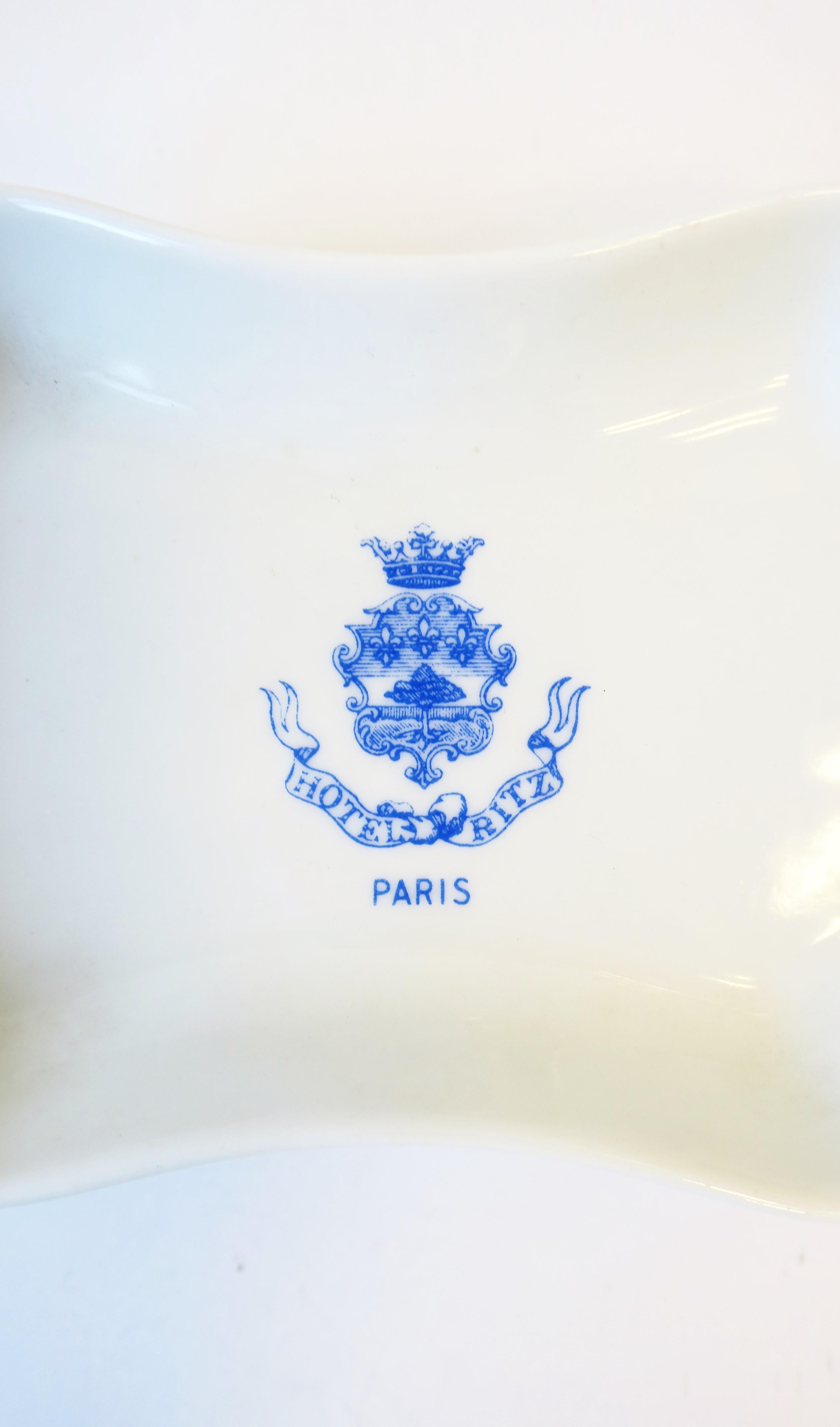Hotel Ritz Paris Blue and White Porcelain Jewelry Dish, France 2