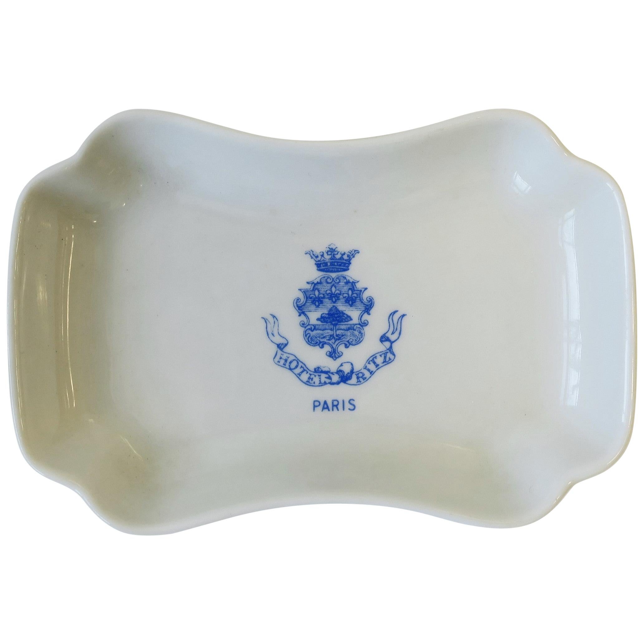 Hotel Ritz Paris Blue and White Porcelain Jewelry Dish, France