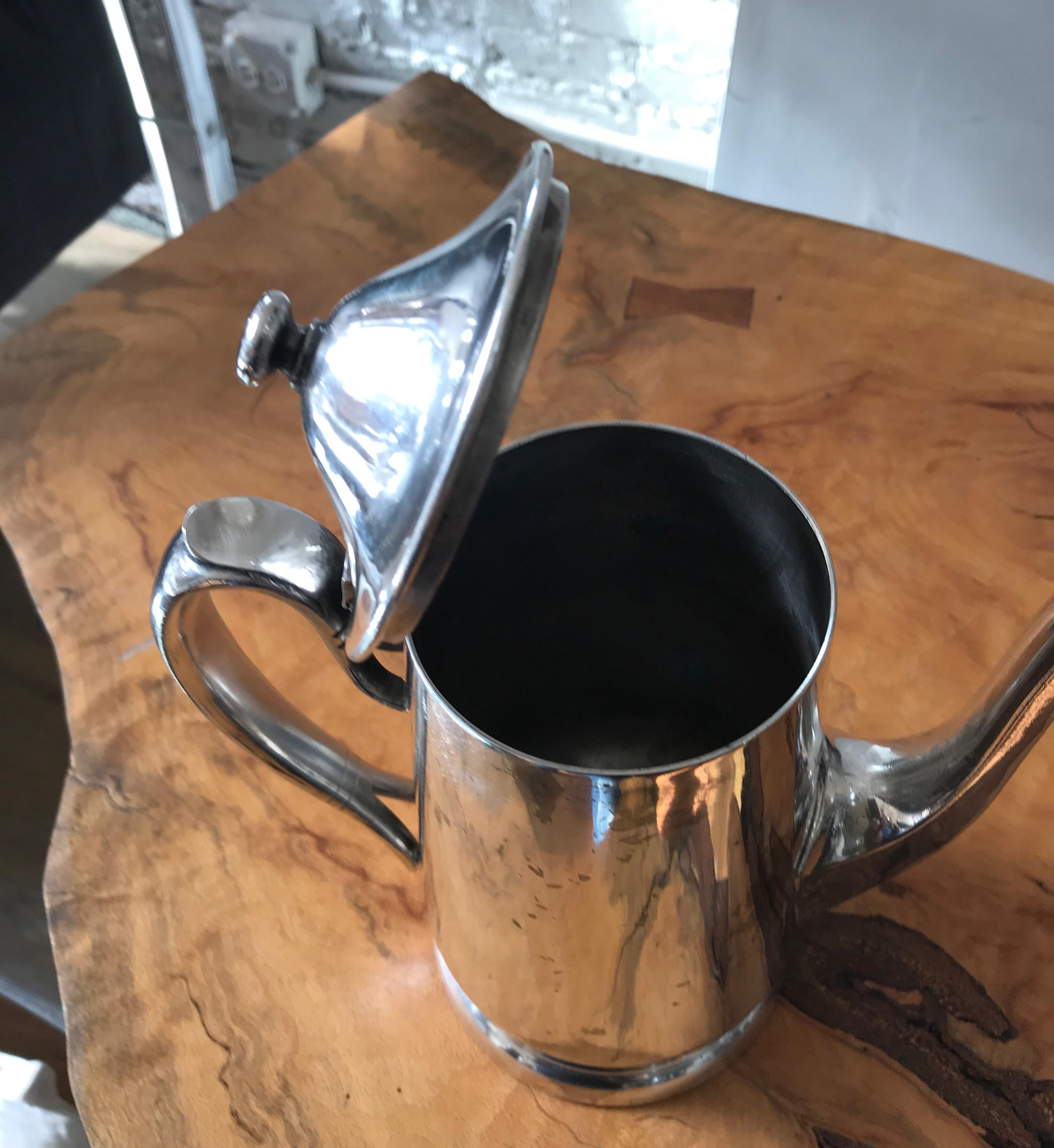 Mid-Century Modern Hotel Silver Coffee Pot Pitcher For Sale