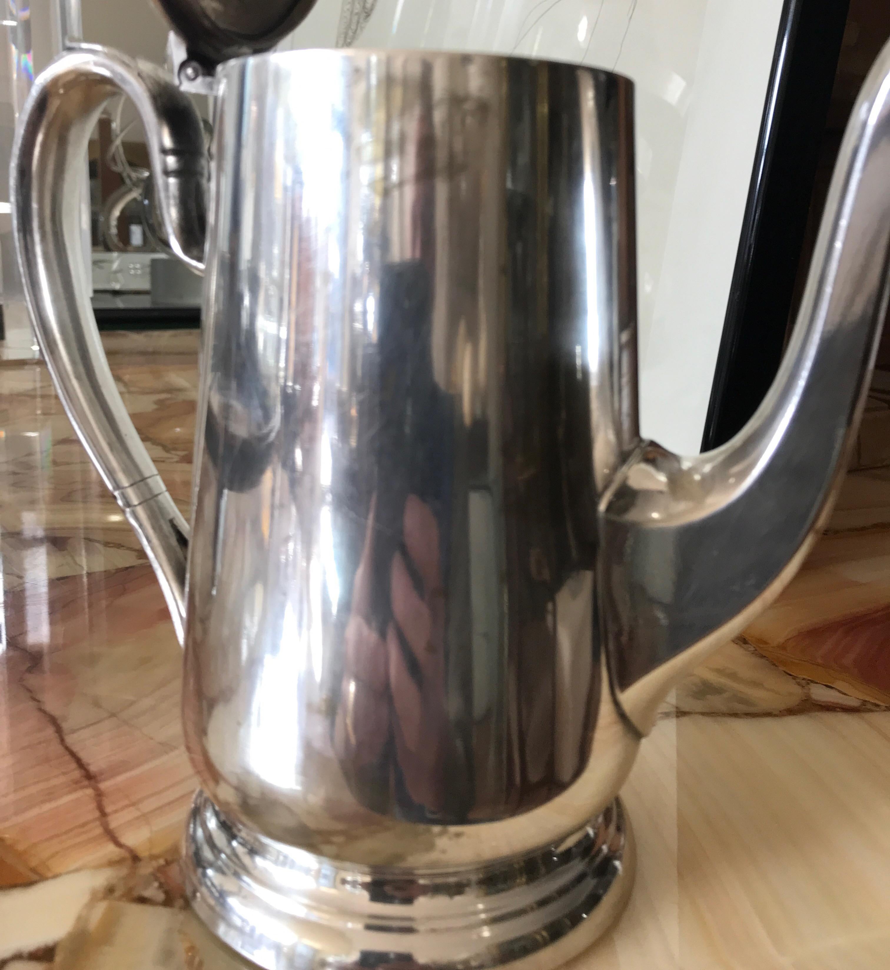 Hotel Silver Coffee Pot Pitcher In Good Condition For Sale In Chicago, IL