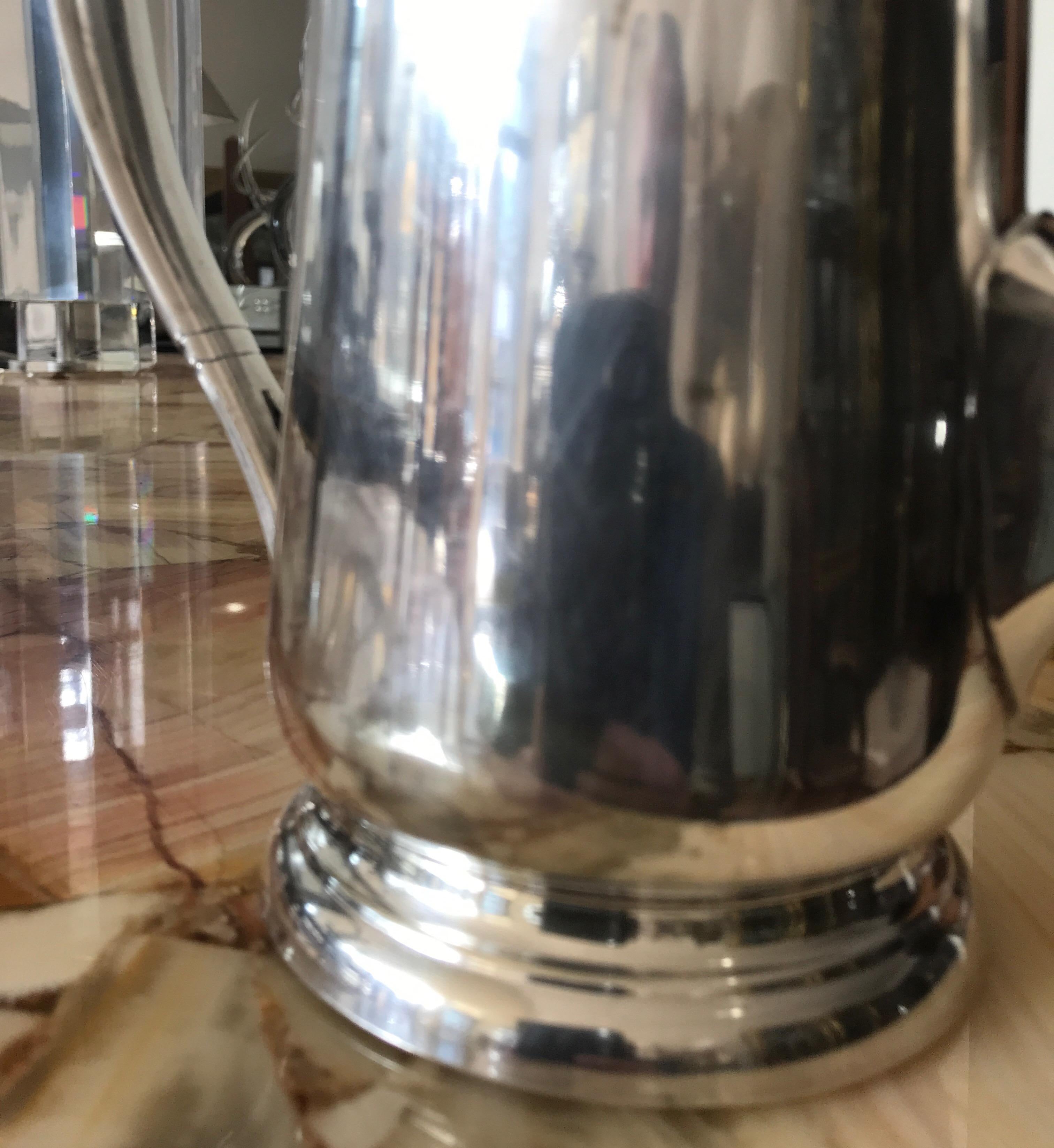 Mid-20th Century Hotel Silver Coffee Pot Pitcher For Sale