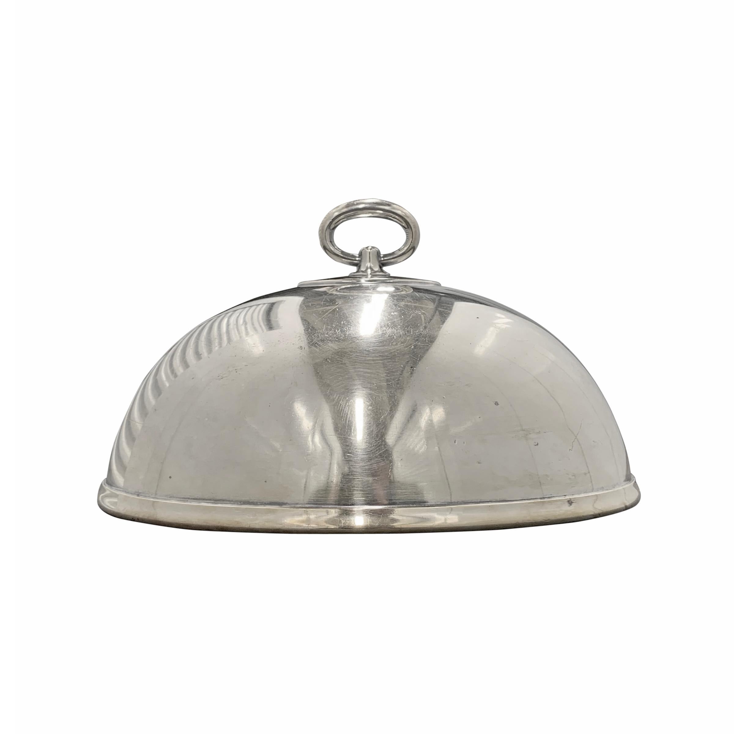 Mid-Century Modern Dôme alimentaire Hotel Silver avec plateau