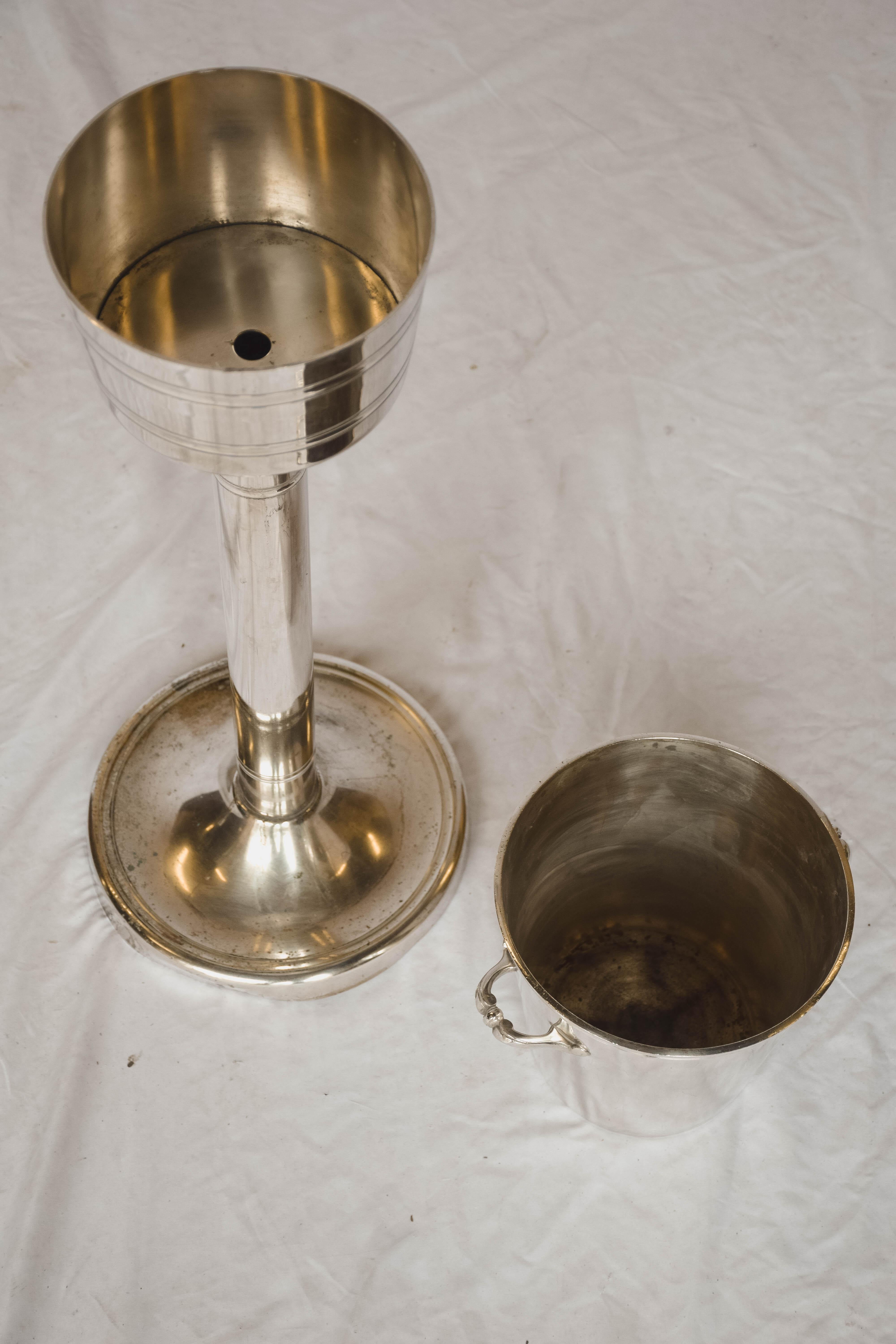 20th Century Hotel Silver French Champagne Bucket with Stand