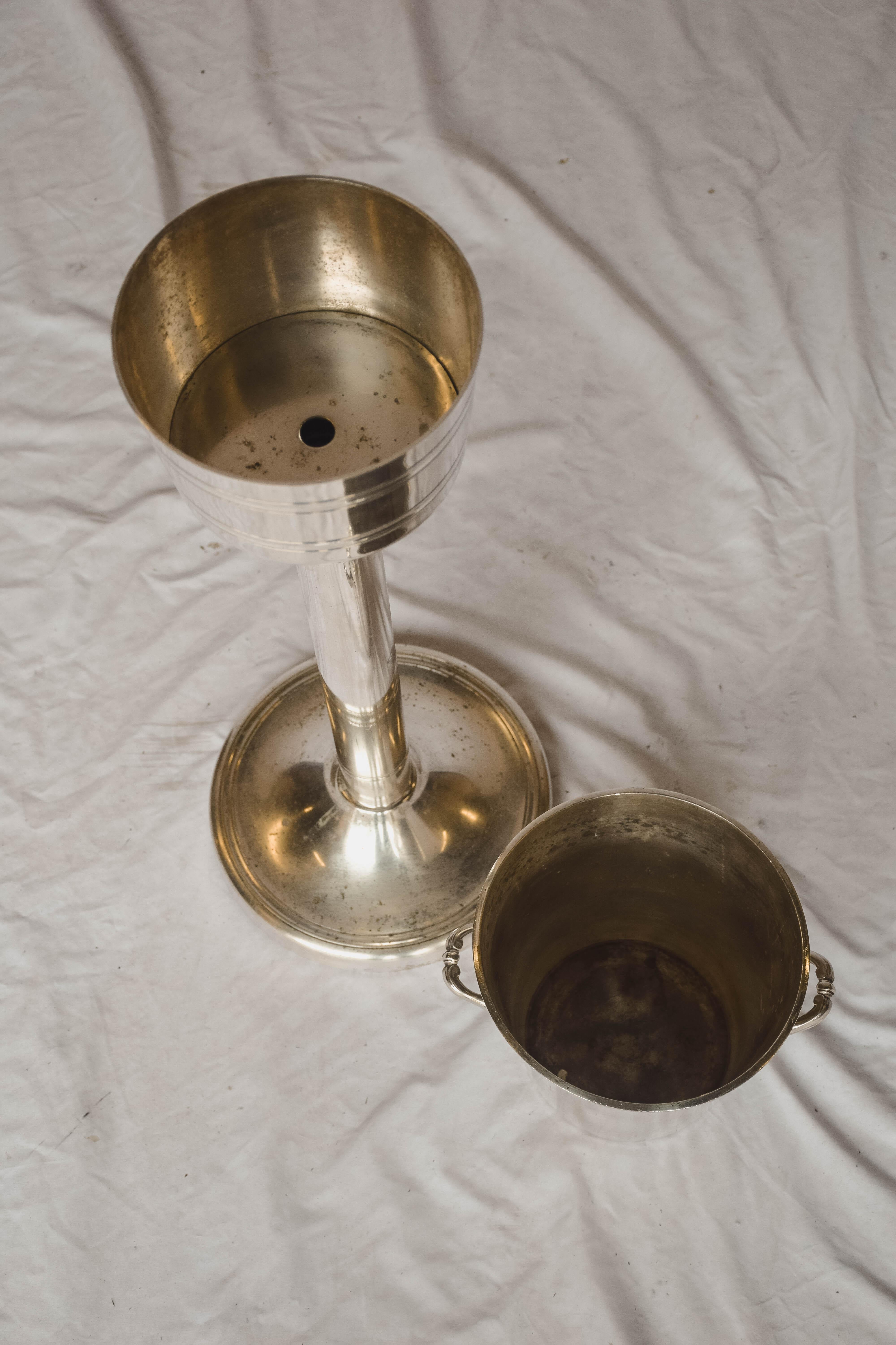 20th Century Hotel Silver French Champagne Bucket with Stand