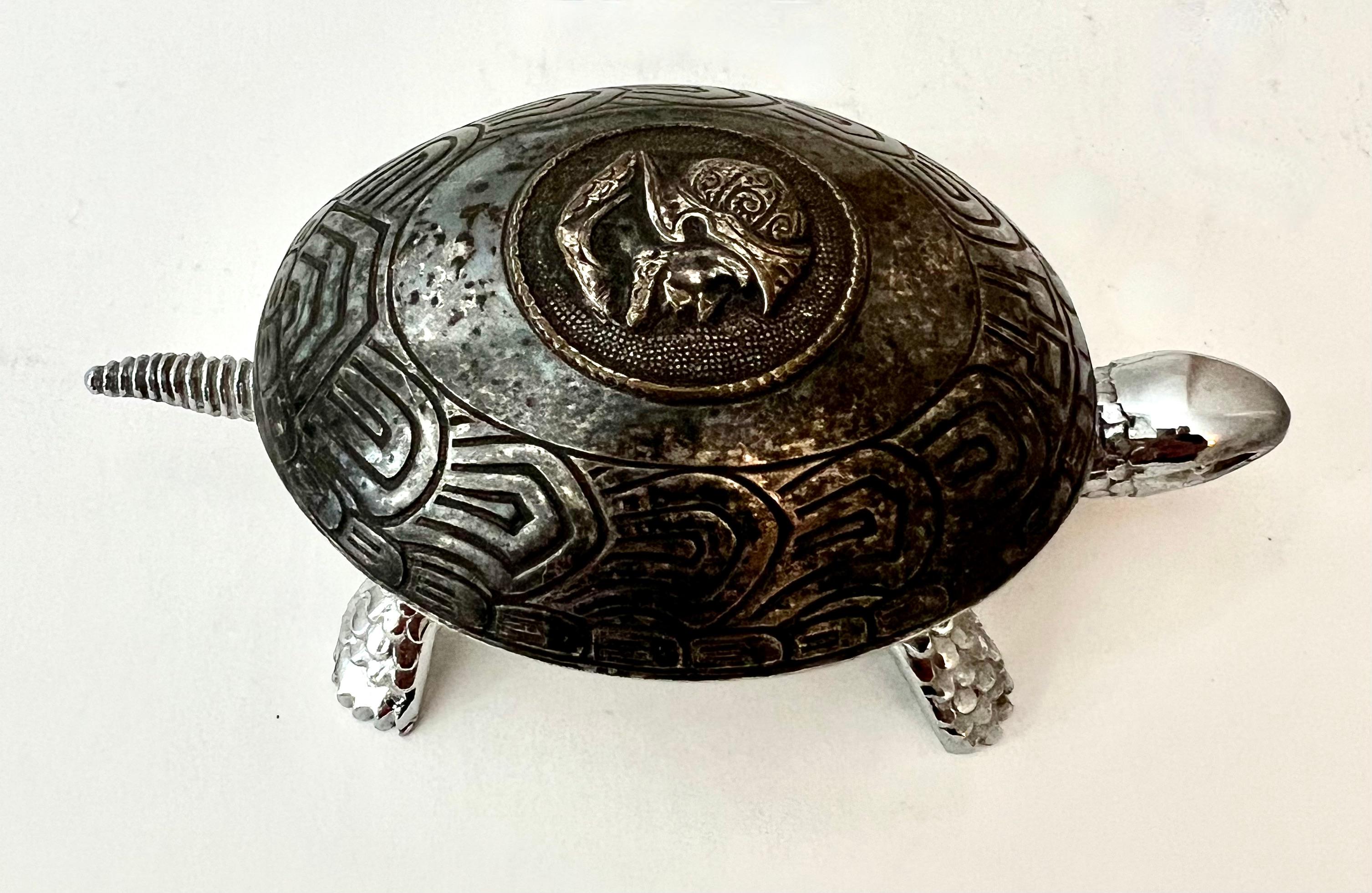 antique silver tortoise bell