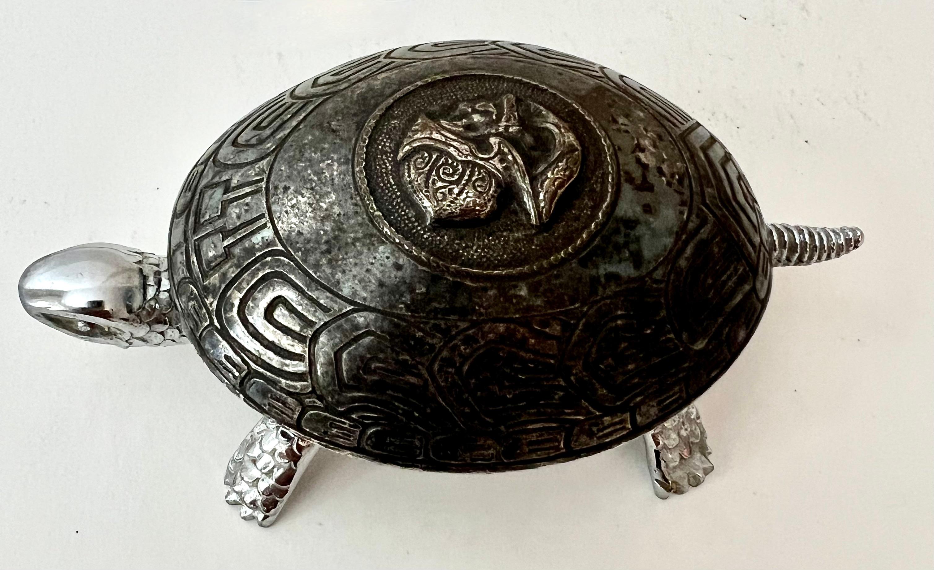 antique silver tortoise bell