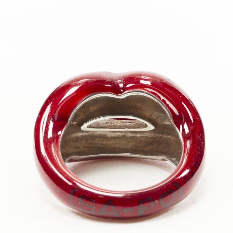 Women's HOTLIPS BY SOLANGE (RED) Special Edition Hotlips red enamel sterling silver ring For Sale