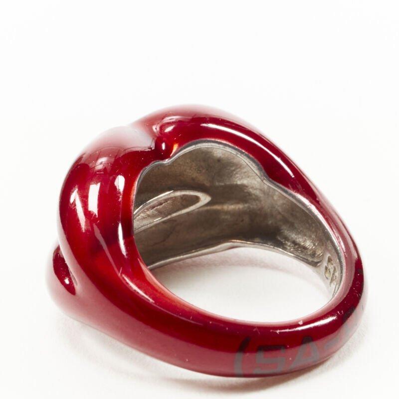 HOTLIPS BY SOLANGE (RED) Special Edition Hotlips red enamel sterling silver ring For Sale 1