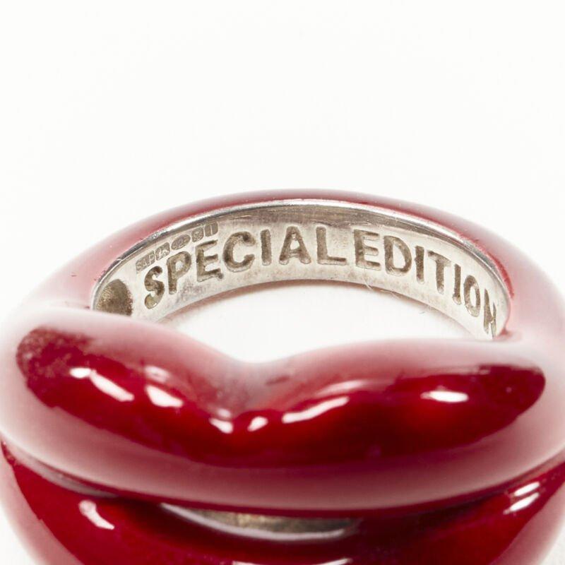 HOTLIPS BY SOLANGE (RED) Special Edition Hotlips red enamel sterling silver ring For Sale 2