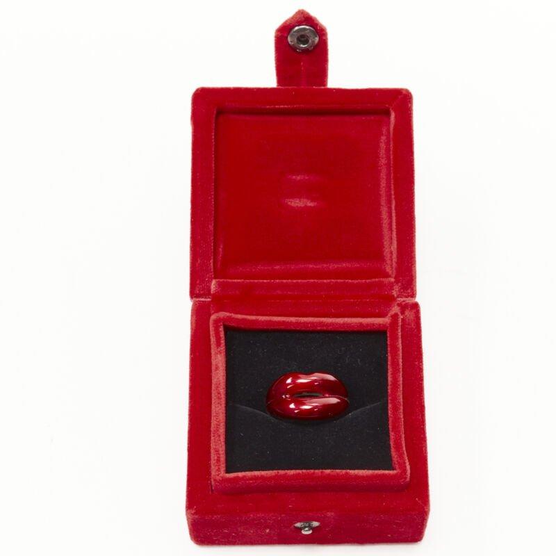 HOTLIPS BY SOLANGE (RED) Special Edition Hotlips red enamel sterling silver ring For Sale 3