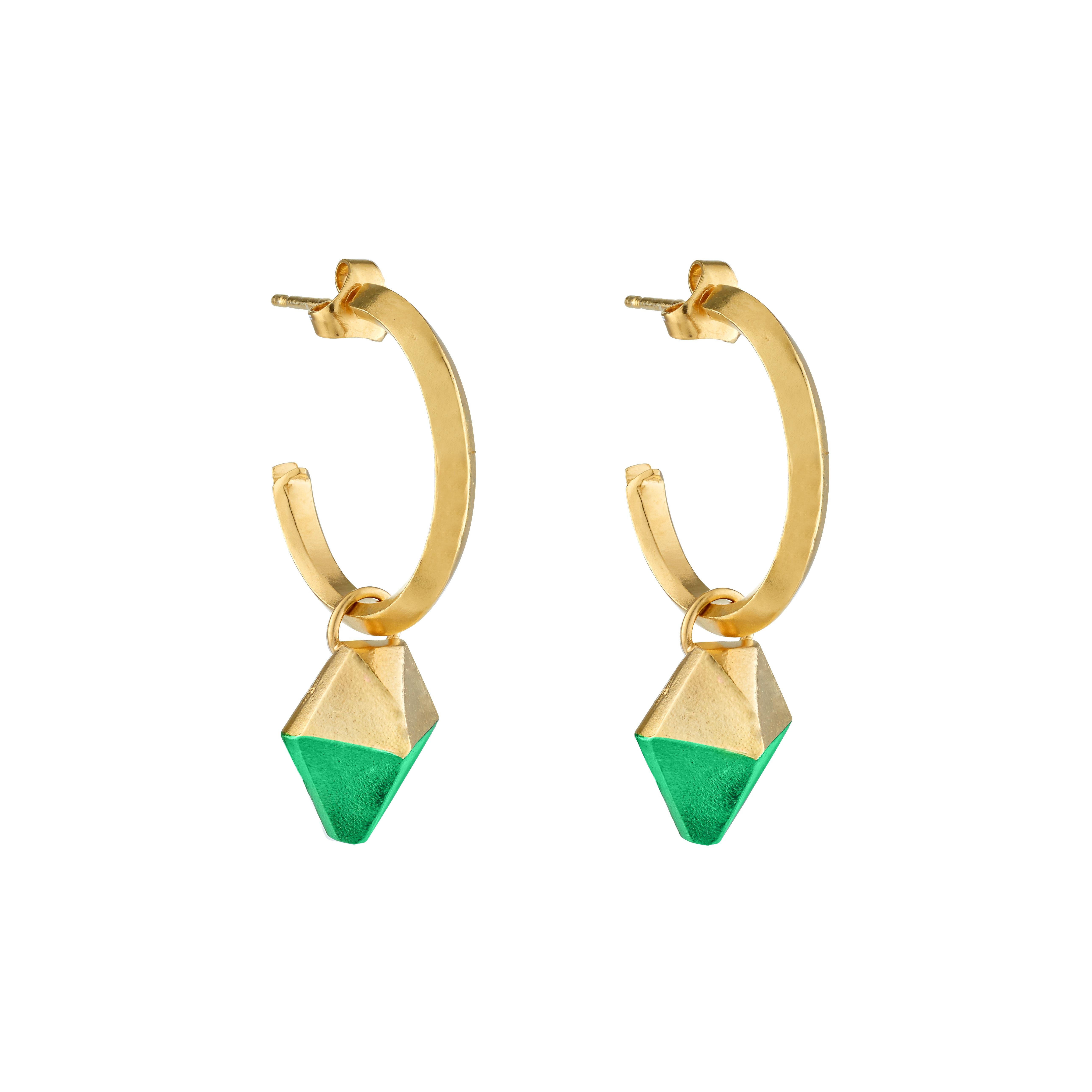 Donna HotRocks Alchemy - Orecchini a cerchio con charm in oro 18ct Fairmined Vermeil - Citrus in vendita