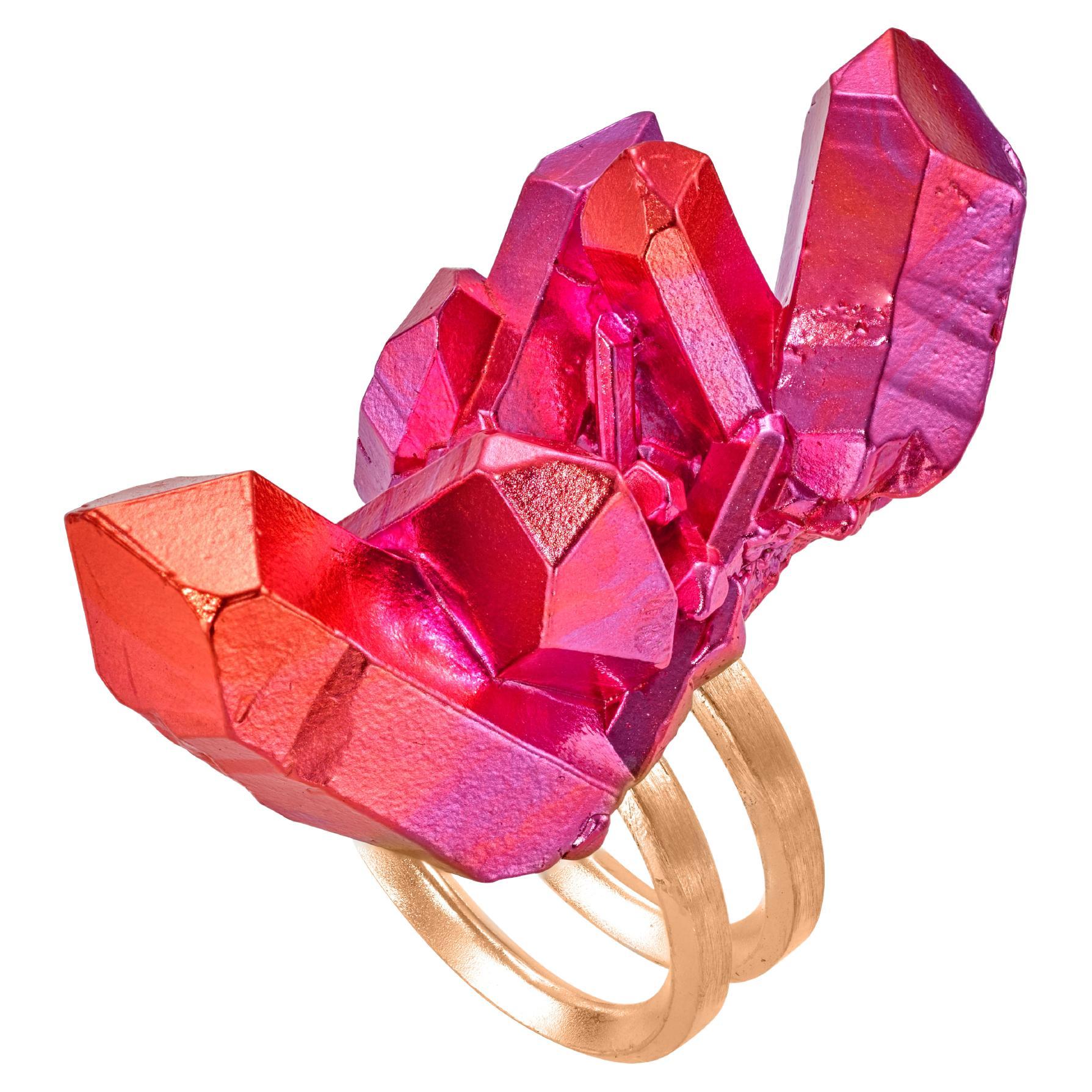 HotRocks Alchemy 18ct Fairmined Gold Vermeil Cluster Ring - Ombre Sonnenuntergang im Angebot