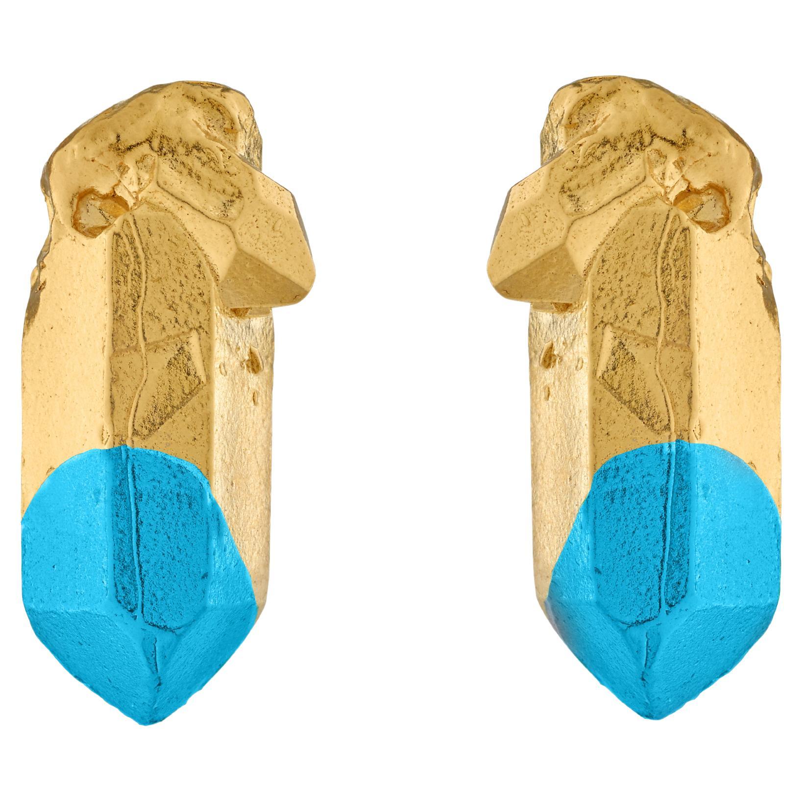 HotRocks Alchemy, orecchini con perno in oro 18ct Fairmined Vermeil - Blu cielo