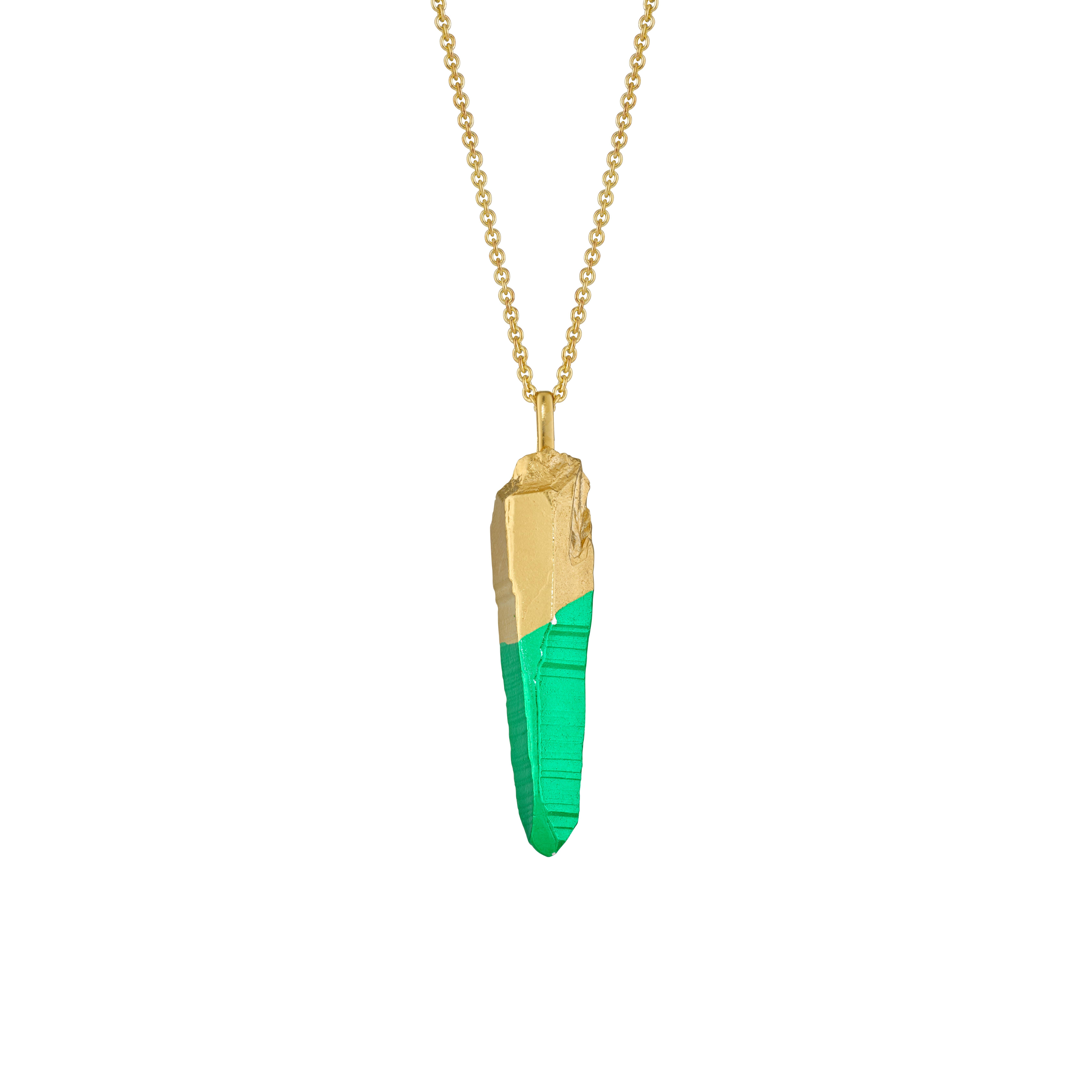 da uomo o donna HotRocks Alchemy, collana con bacchetta in oro 18ct Fairmined Vermeil - Citrus in vendita