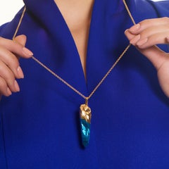 HotRocks Alchemy 18ct Fairmined Gold Vermeil Wand Necklace - Sky Blue