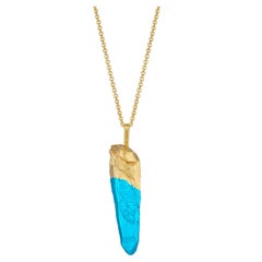 HotRocks Alchemy, collana con bacchetta in oro 18ct Fairmined Vermeil - Blu cielo