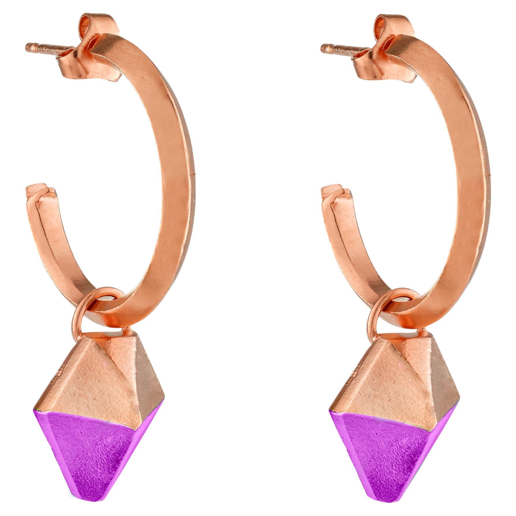 HotRocks Alchemy, orecchini a cerchio con charm in oro rosa 18ct Fairmined Vermeil - Rosa in vendita