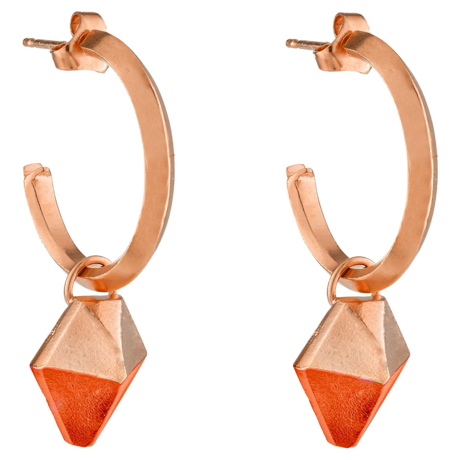 HotRocks Alchemy, orecchini a cerchio con charme in oro rosa 18ct Fairmined Vermeil - Sunset