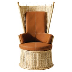 Hotte Rattan and Leather Armchair by Philippe Starck for Cassina
