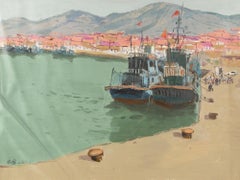 Hou Dun Landscape originale huile sur toile « Departure Date »