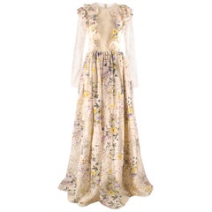 Houghton Floral Silk Organza Contessa Lace Dress US 4