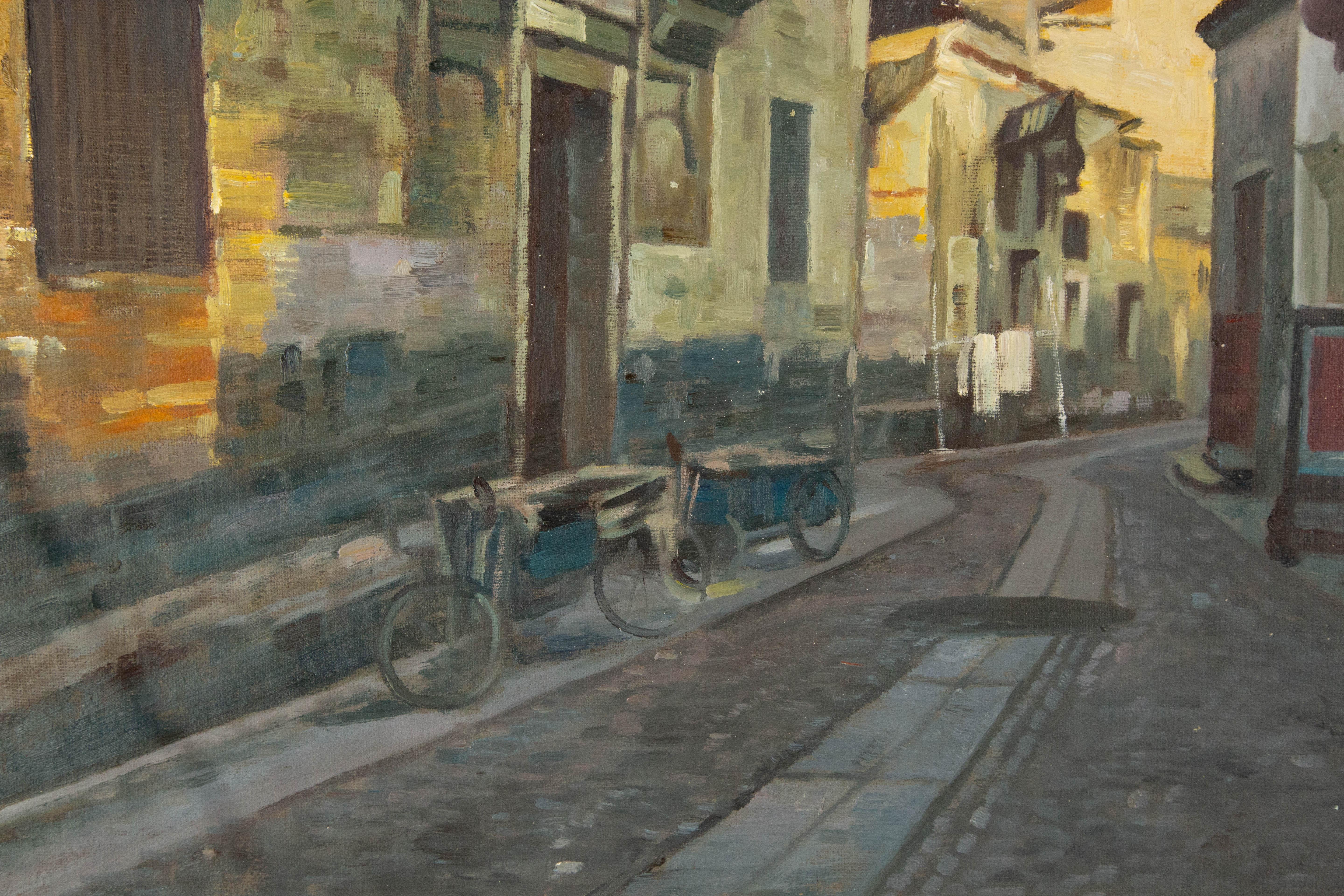 Houhua Huang Landschaft, Original, Öl auf Leinwand, „Old Alley Series II“, Original im Angebot 2