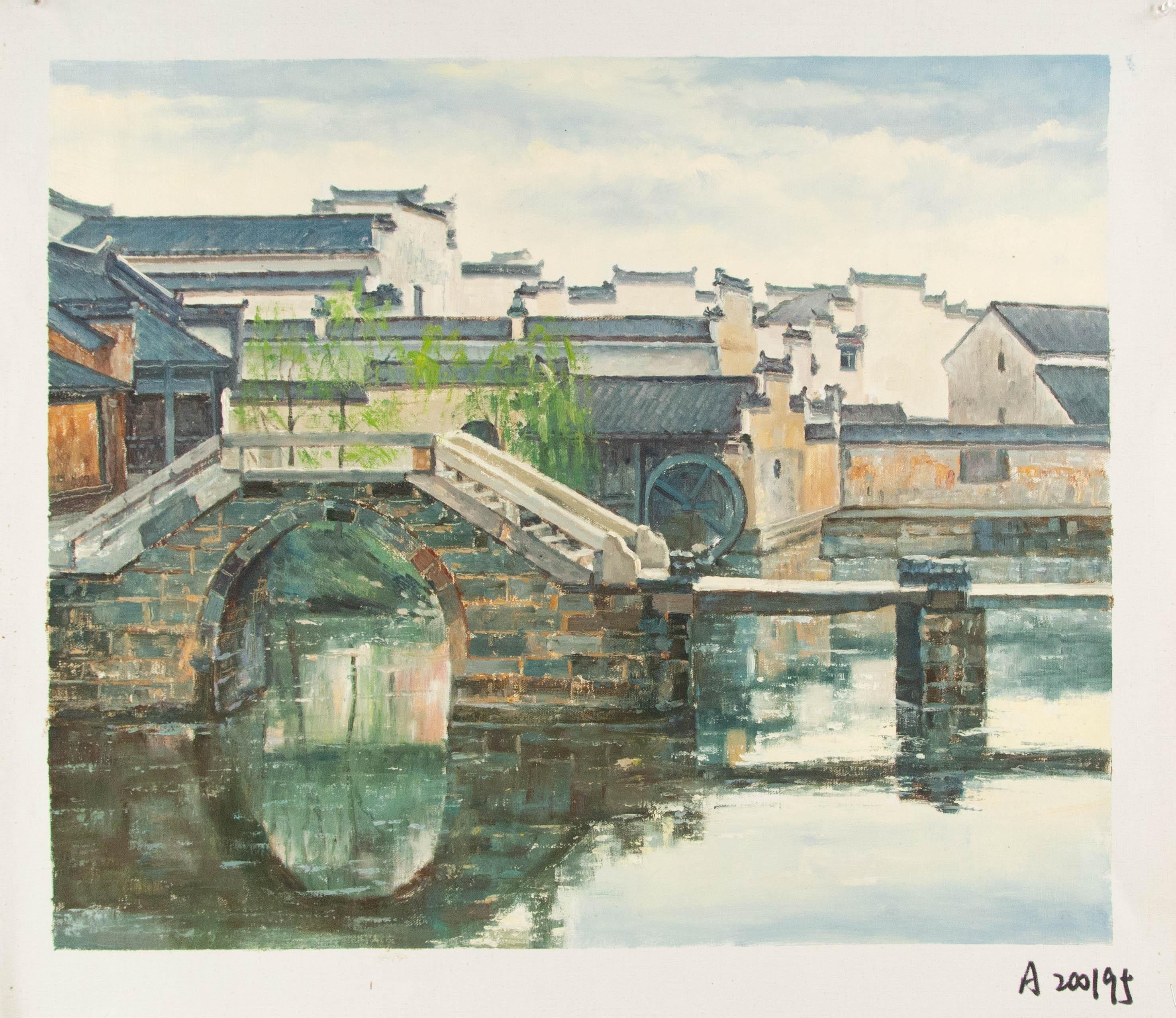 Houhua Huang Paisaje Original Óleo Sobre Lienzo 