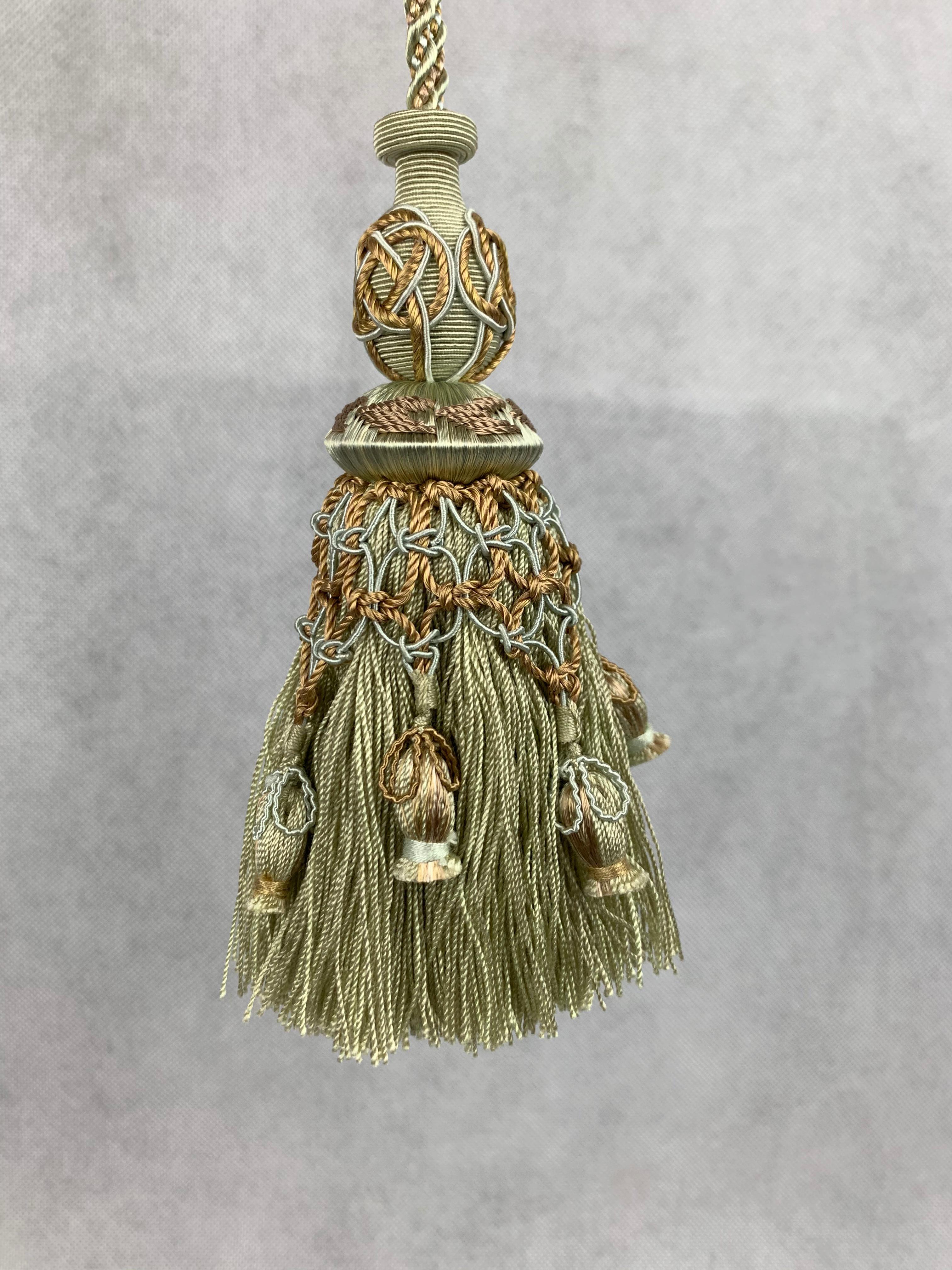  Houlés of Paris passementerie gland cle (key tassel). Nobody makes tassels like Houles.  This never used tassel still is rich in color. Perfect to hang on the key of a piece of furniture. If you don't have a key hang it from a nob or handle. It