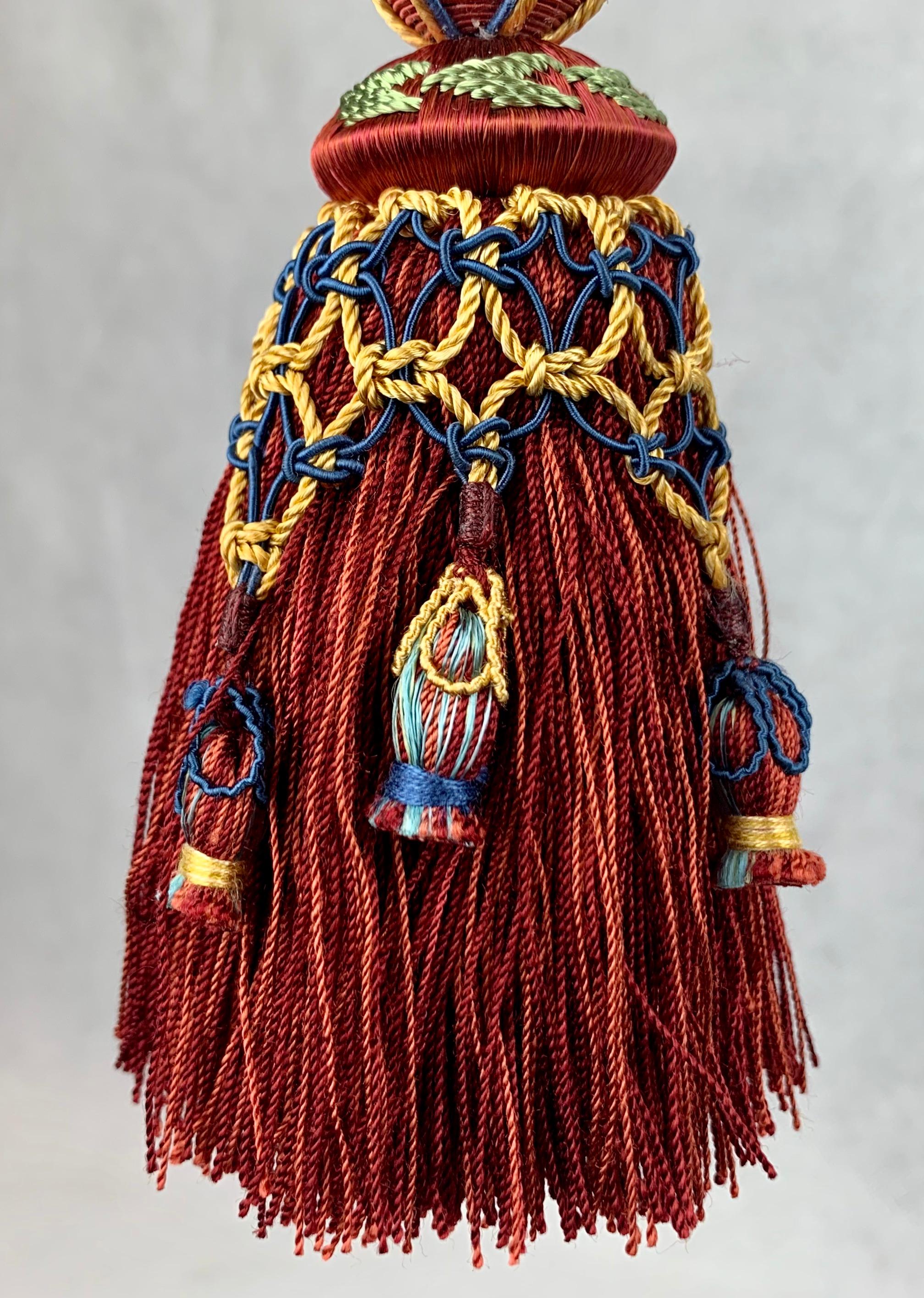 Hand-Knotted Houles of Paris Passmenterie Hand Tied Tassel in Rouge
