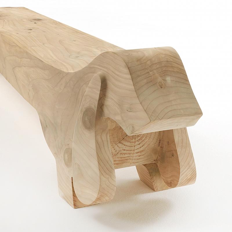 Italian Hound Dog Bench in Solid Cedar Wood For Sale