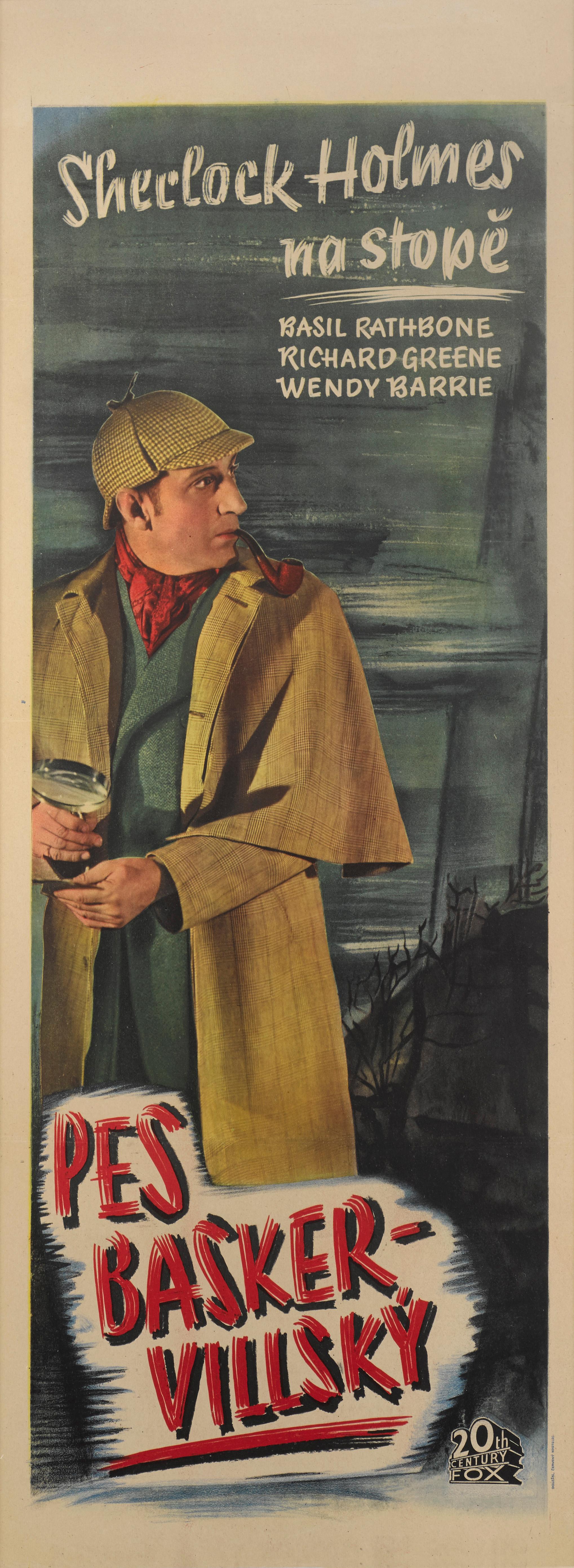 Original Czechoslovakian film poster.
This Artwork is unique to the films Czechoslovakian release.
By 1894 Sir Arthur Conan Doyle had enjoyed great success with his Sherlock Holmes stories. The eccentric detective had become a much-loved