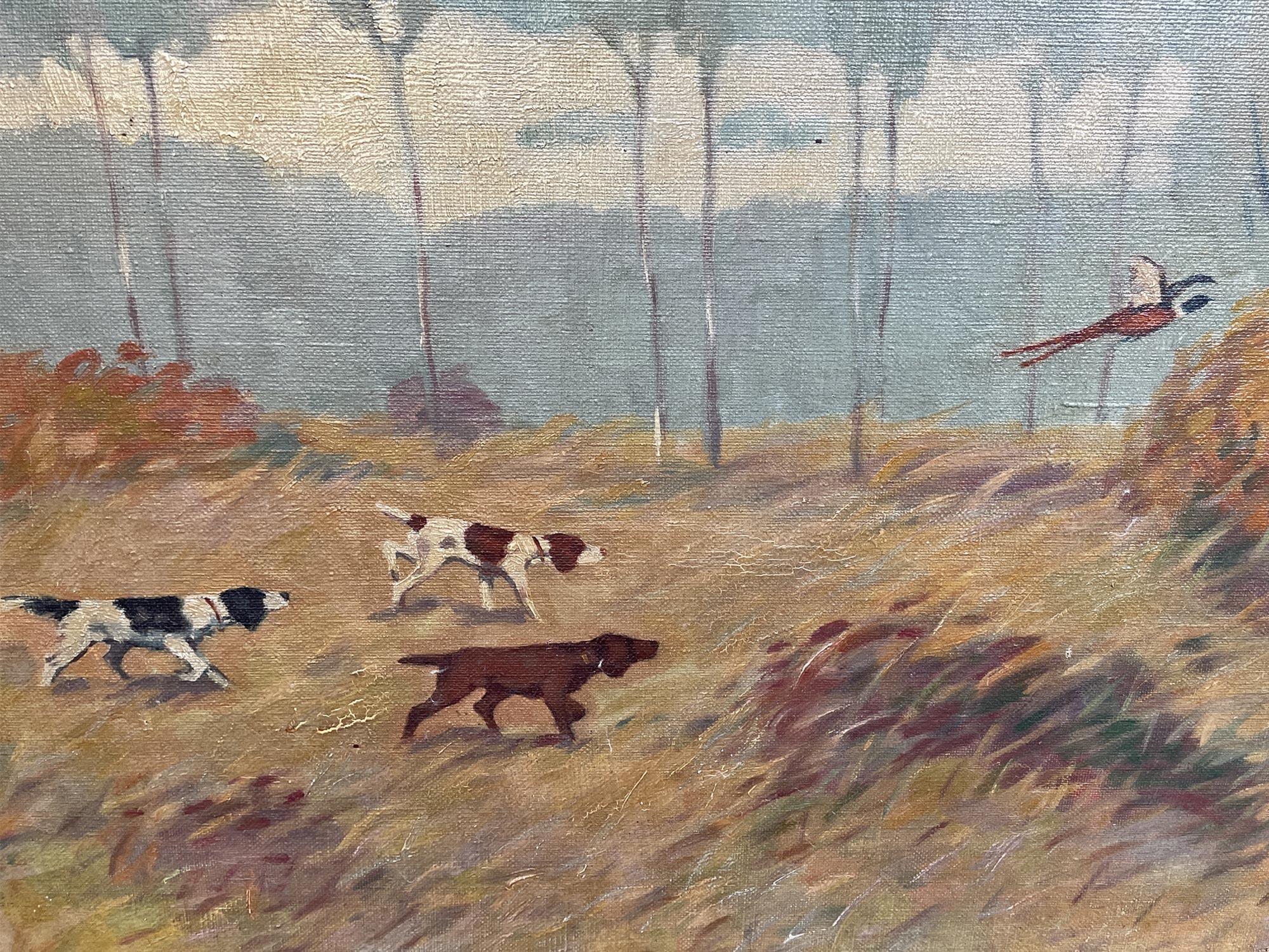 Canvas Hounds and Pheasant, Constant Freiher Byon, 1910 For Sale