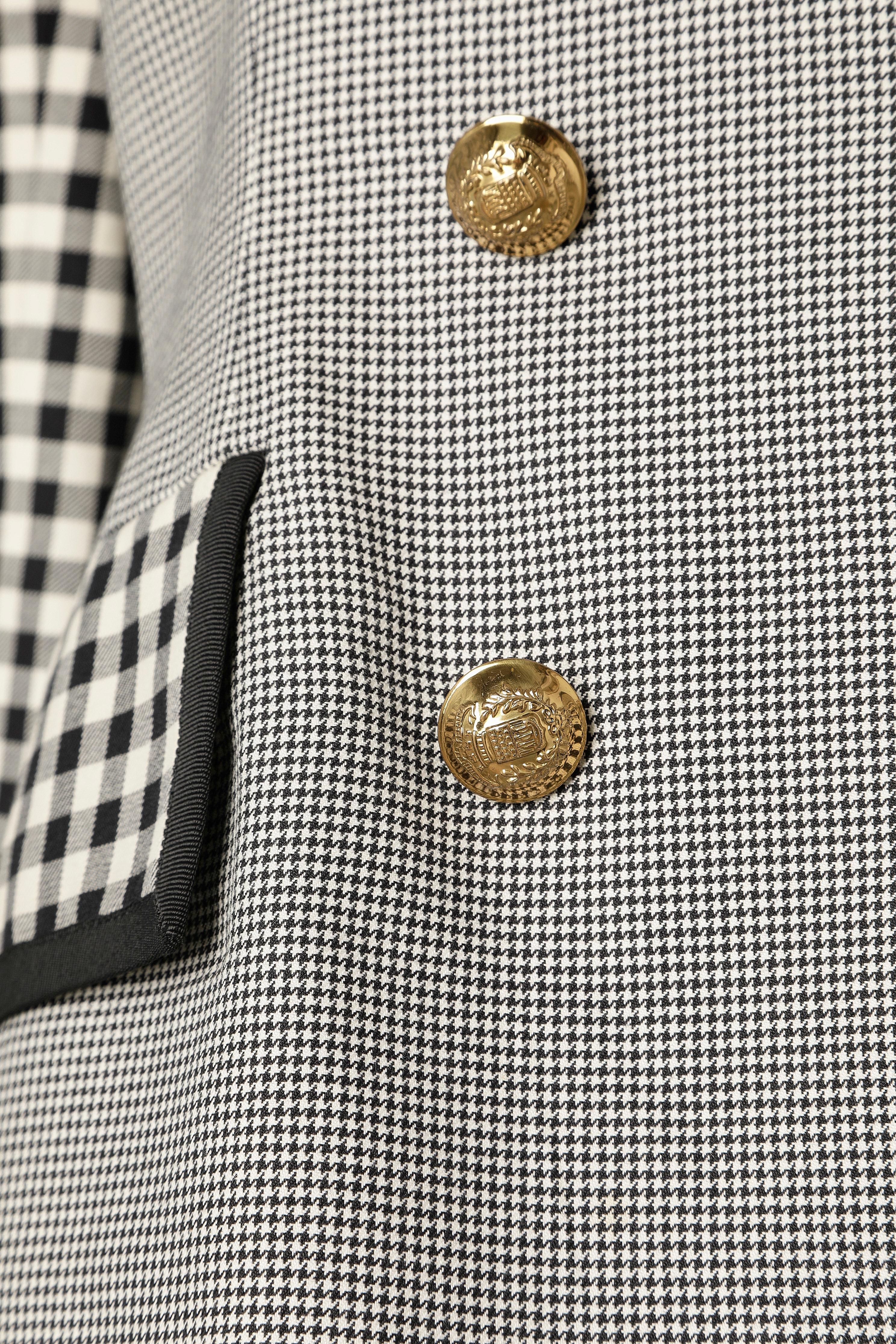 Gris Combinaison jupe à motif pied-de-poule et vichy de Jacques Fath pour Neiman Marcus en vente