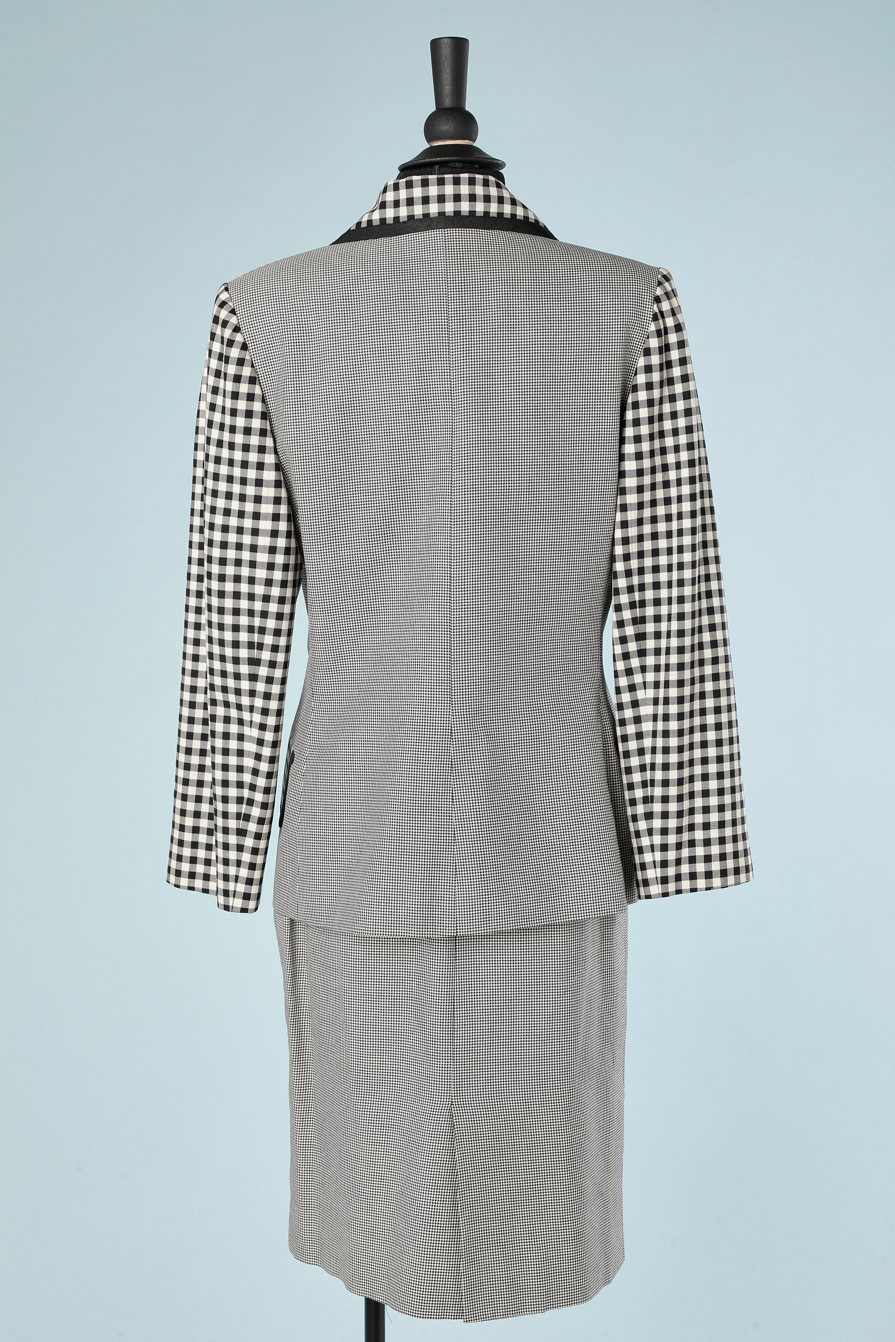 Gray Houndstooth and Vichy pattern skirt suit Jacques Fath for Neiman Marcus  For Sale