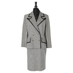 Houndstooth and Vichy pattern skirt suit Jacques Fath for Neiman Marcus 