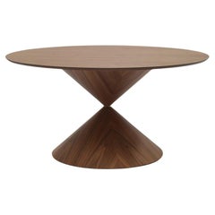 Hour-Glass Shaped Dining Table In Flamed Walnut