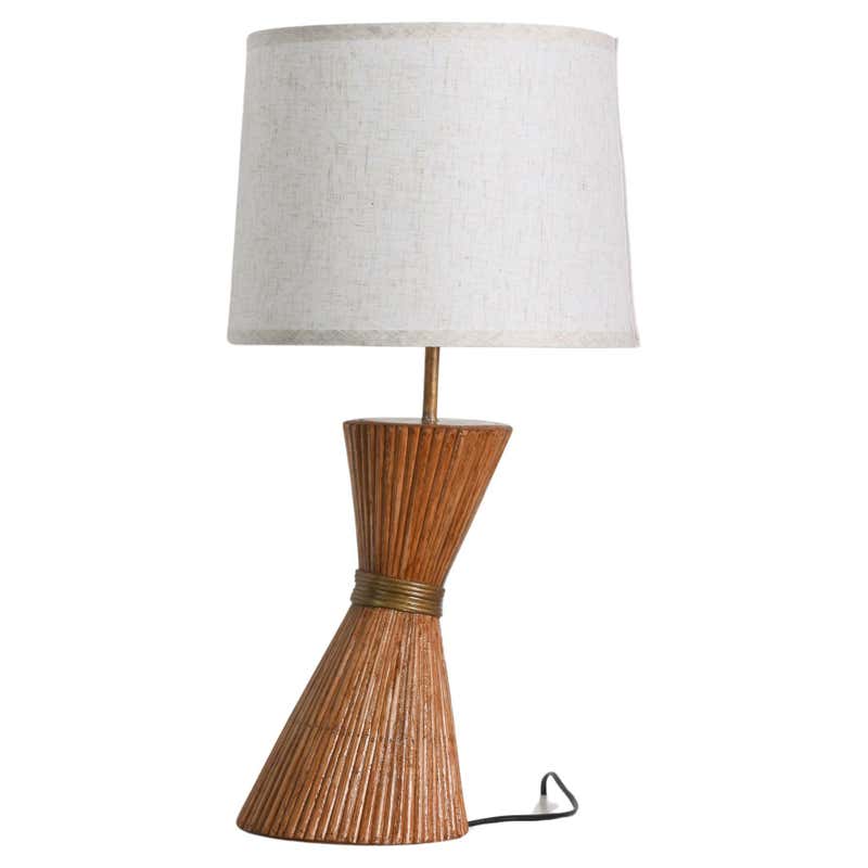 Deka Pencil Reed Rattan Table Lamp For Sale at 1stDibs