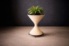 Hour-Glass Shaped Planter in Fiber Cement with Iron Base, Willy Guhl, 1960s