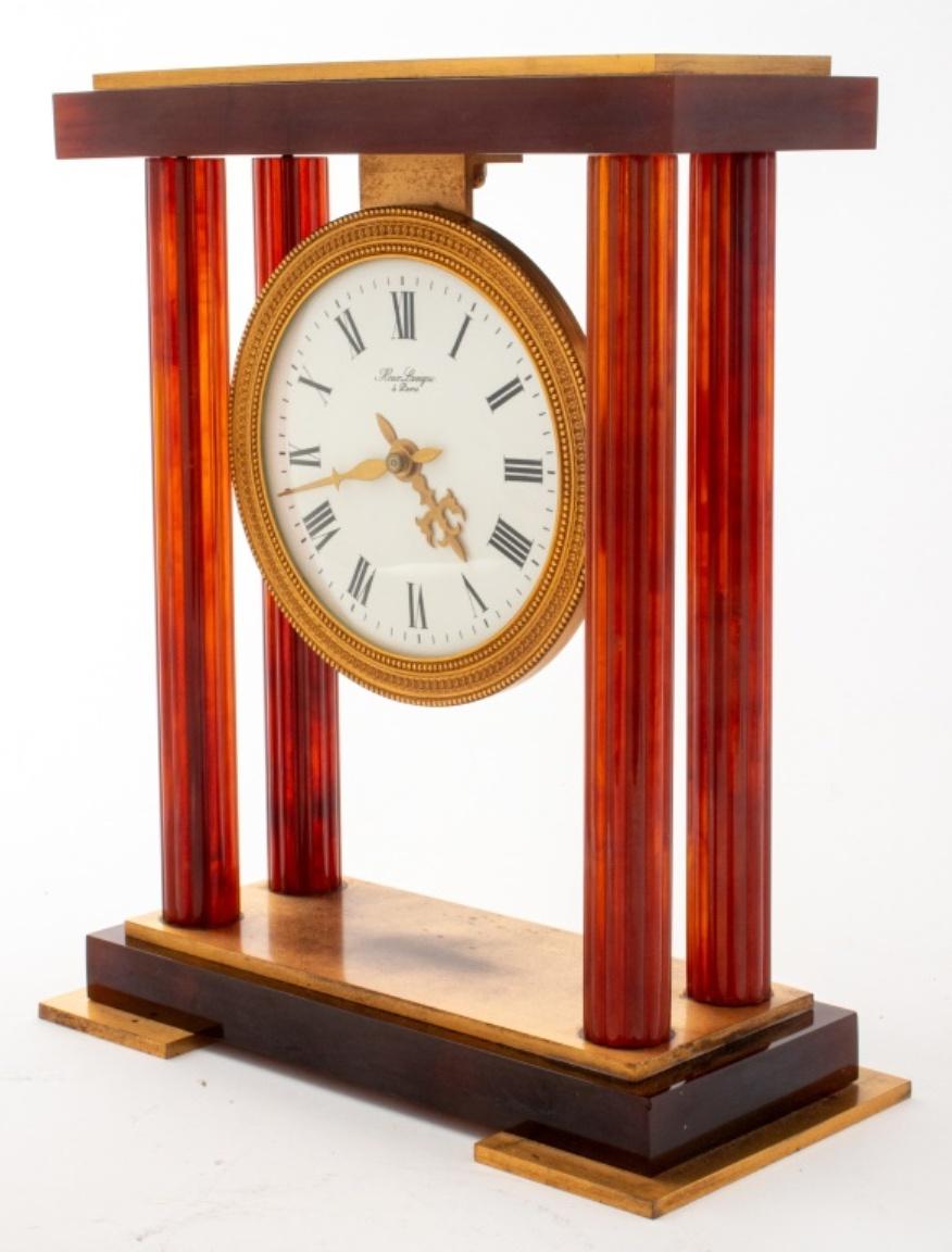 International Style Hour Lavigne Paris Portico Mantle Clock For Sale