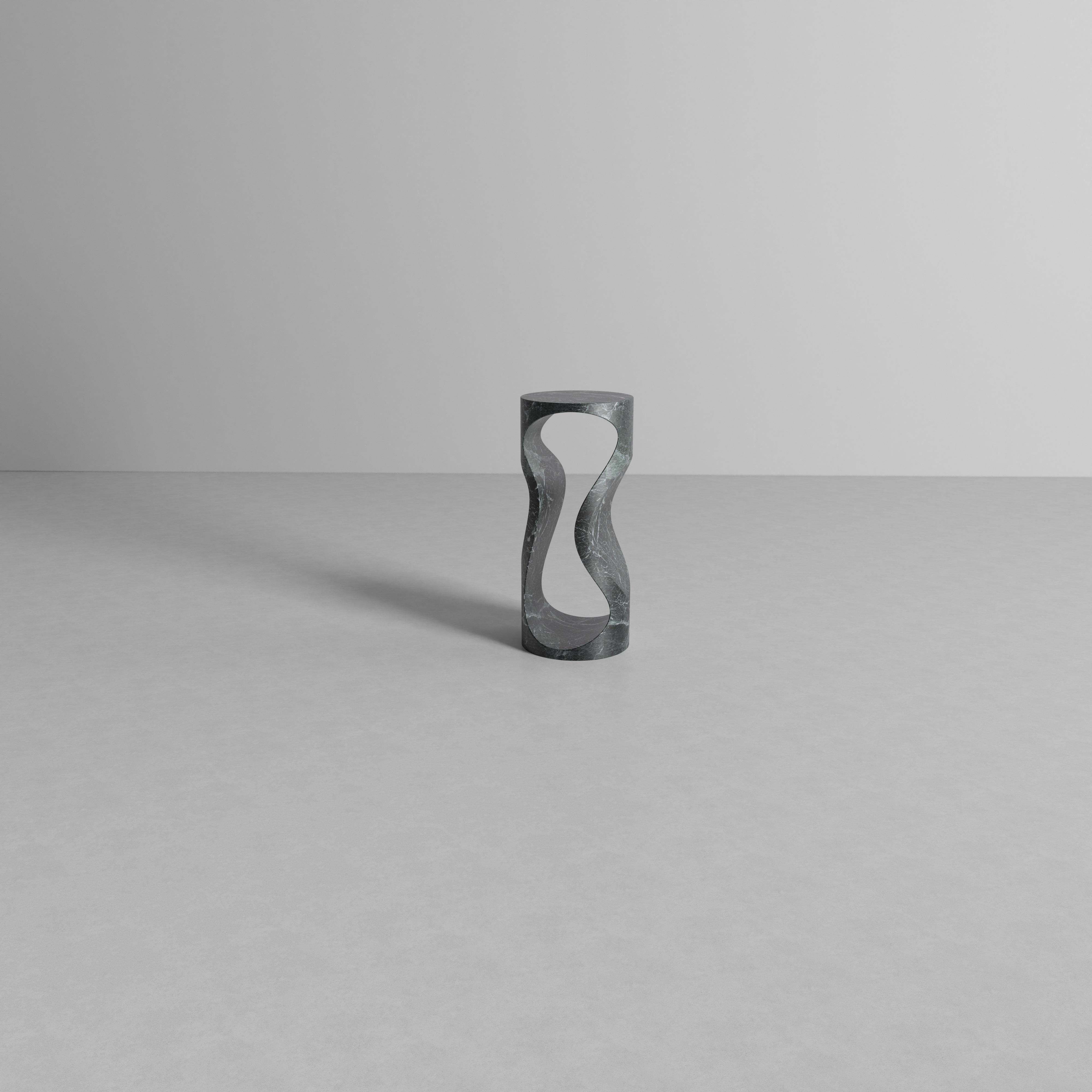 Hourglass Alpi Verde Marble Pedestal by Studio TOOJ im Angebot 1