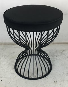 Hourglass Form Stool with Velvet Seat