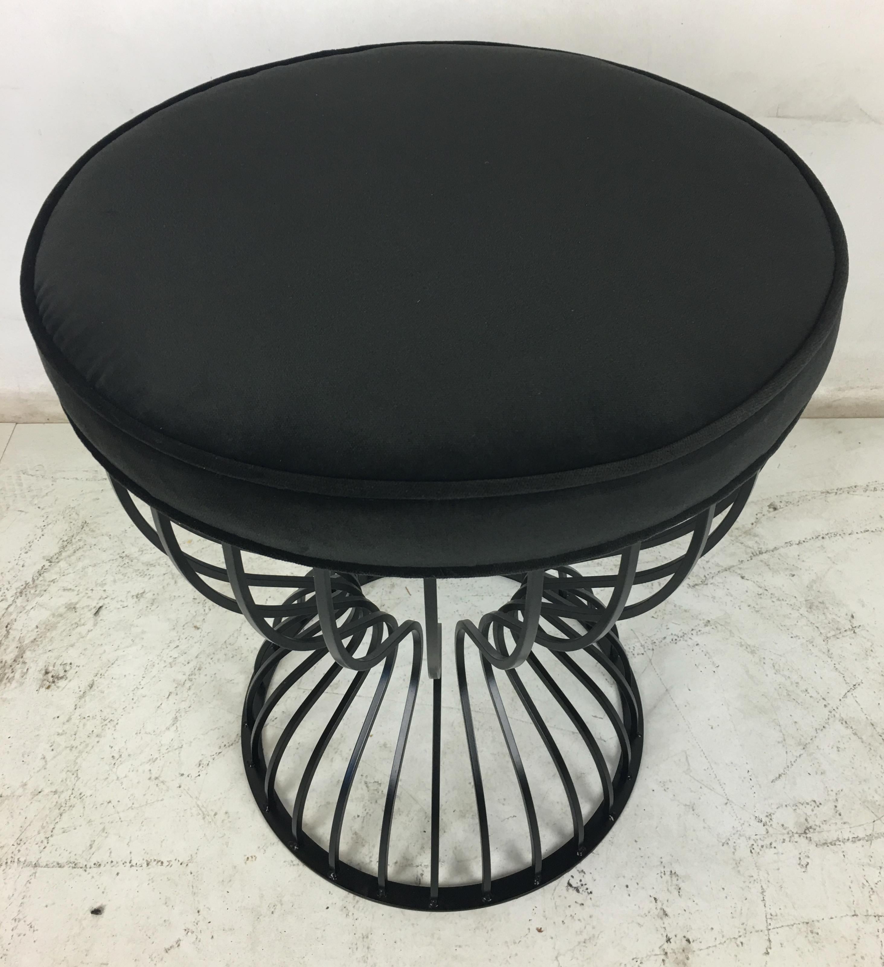 American Hourglass Form Stool with Velvet Seat For Sale